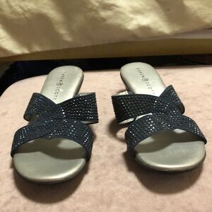 NWT Karen Scott Navy Rhinestone Sandals From Macy's